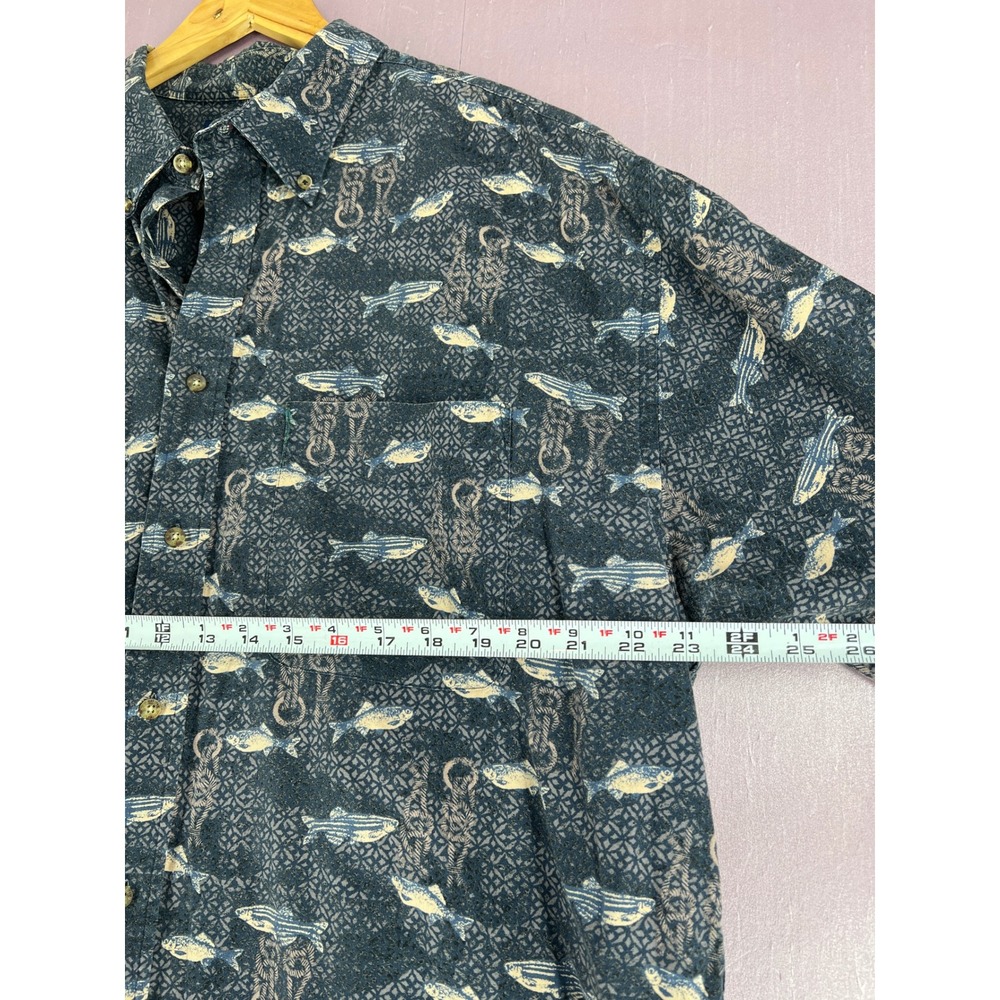 Fishermancore Mens 2XL Fish Print Cotton Short Sleeve Button Down Shirt - Picture 6 of 10